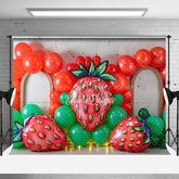 Lofaris Strawberry With Balloon Sweet Cake Smash Backdrop